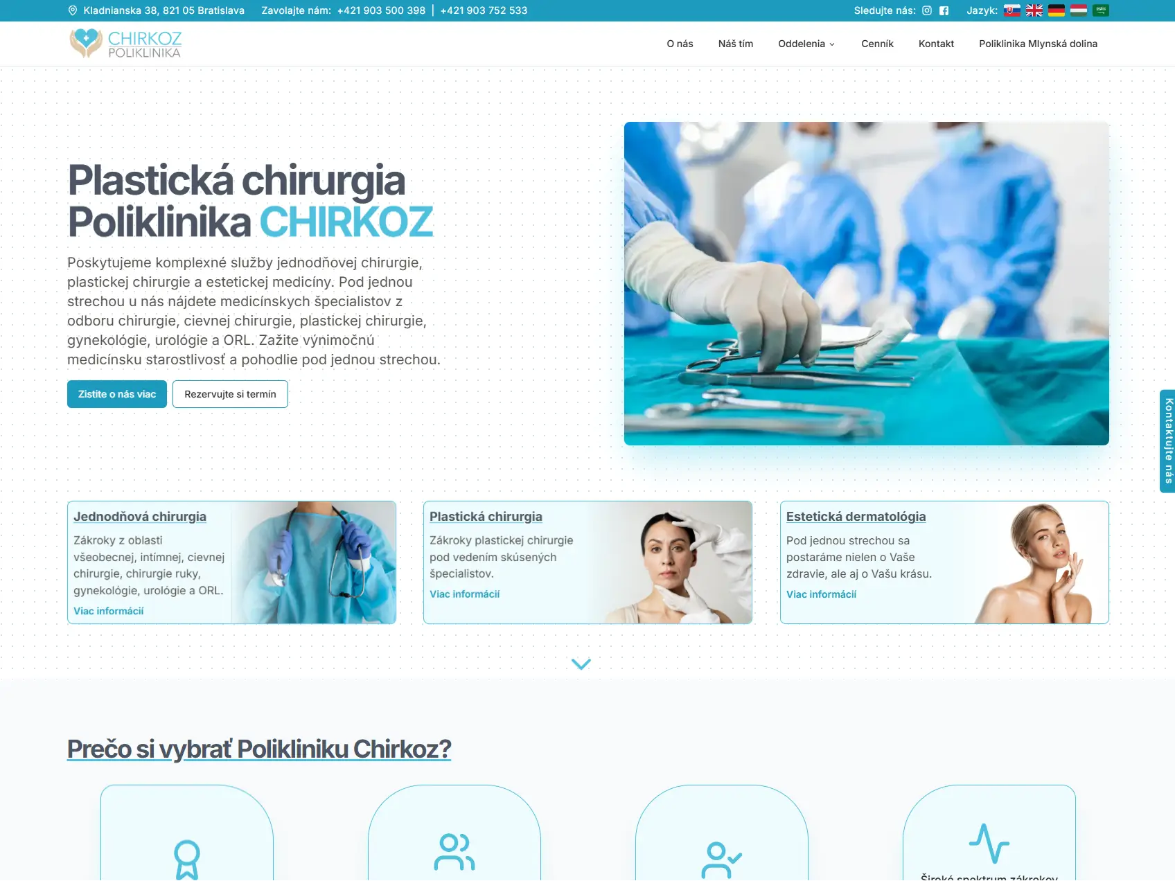 Homepage webu Chirkoz