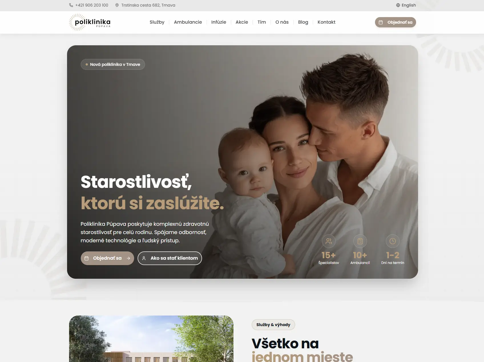 Homepage webu Poliklinika Púpava